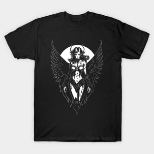 Sexy Gothic Winged Demon Girl Graphic Design T-Shirt